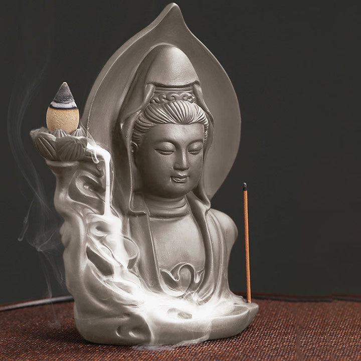 Buddha Stonesチベット観音菩薩 蓮華 癒し 逆流煙噴水 香炉 - image 8