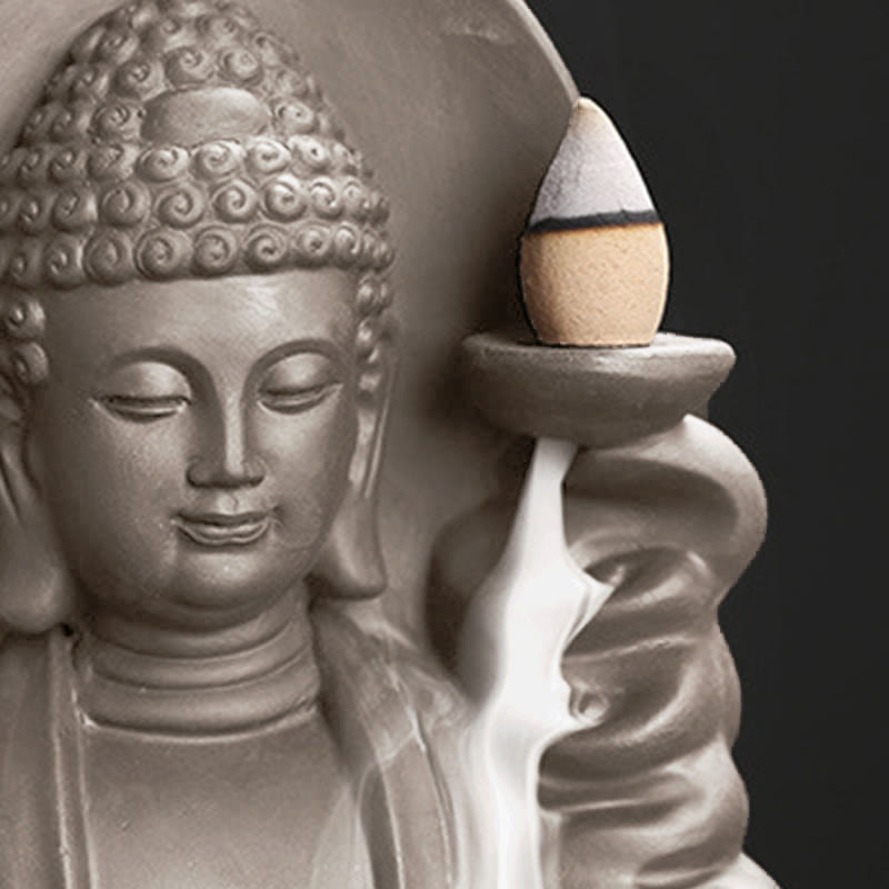 Buddha Stonesチベット観音菩薩 蓮華 癒し 逆流煙噴水 香炉 - image 18