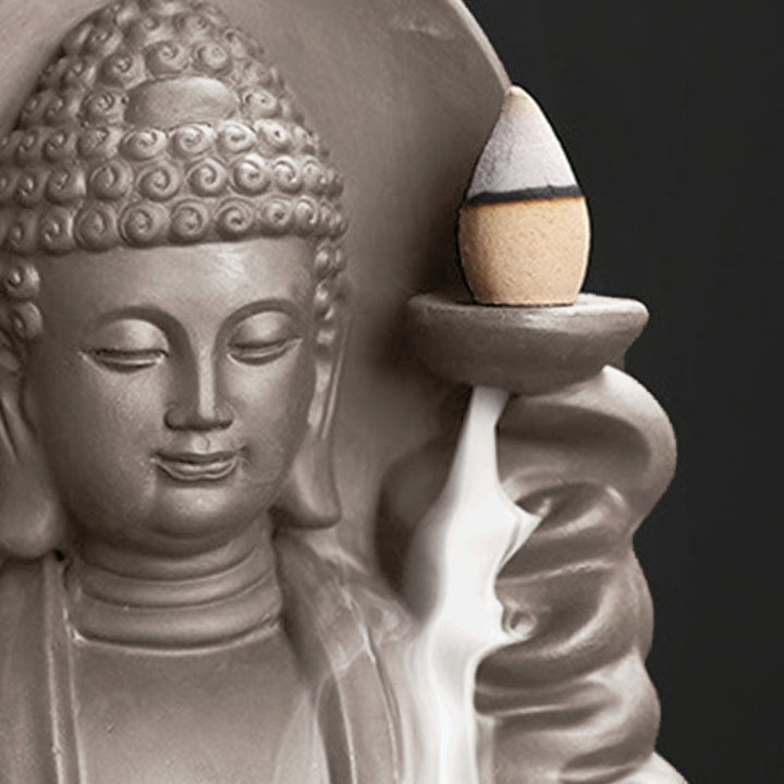 Buddha Stonesチベット観音菩薩 蓮華 癒し 逆流煙噴水 香炉 - image 18