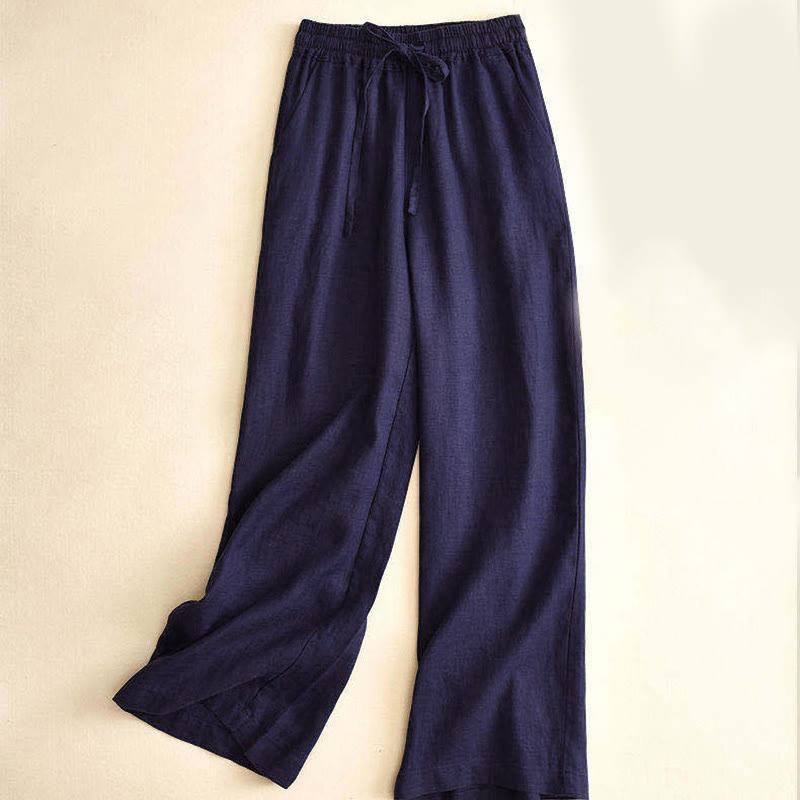 Buddha Stonesカジュアル ハイウエスト レースアップ ワイドレッグパンツ ポケット付き - スチールブルー - US12、 UK/AU16、 EU44 (3XL) - image 21