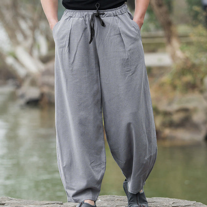 Buddha Stonesプレーン カジュアル リネン ブルマー メンズ パンツ ポケット付き - グレー - US/UK/AU44、EU54（5XL） - image 11