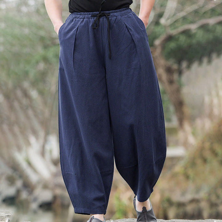 Buddha Stonesプレーン カジュアル リネン ブルマー メンズ パンツ ポケット付き - ミッドナイトブルー - US/UK/AU44、EU54（5XL） - image 5