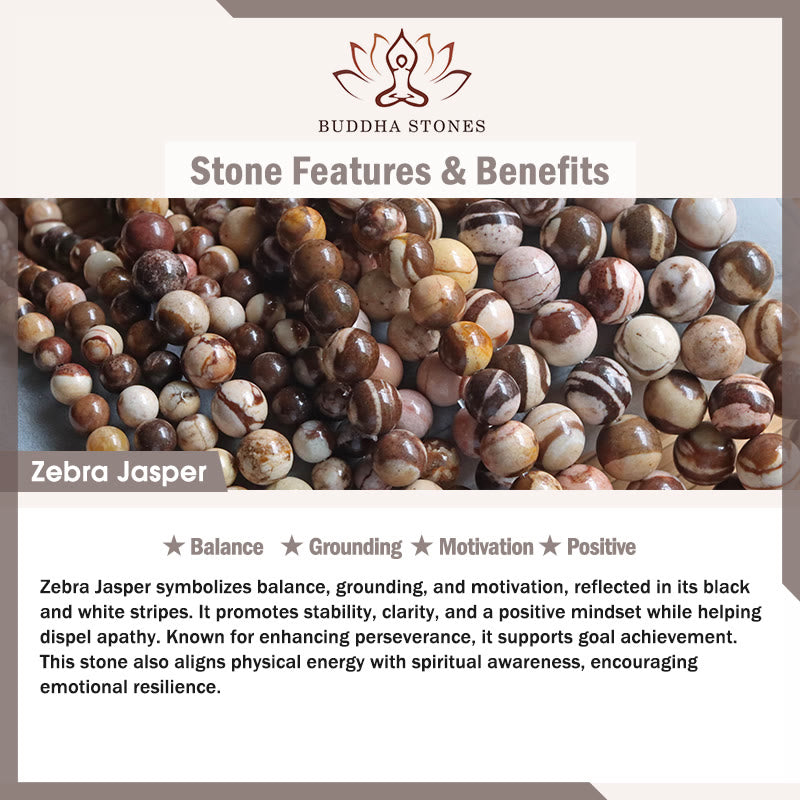 Buddha Stonesゼブラジャスパー アゲートビーズ幸運を呼ぶブレスレット - image 7