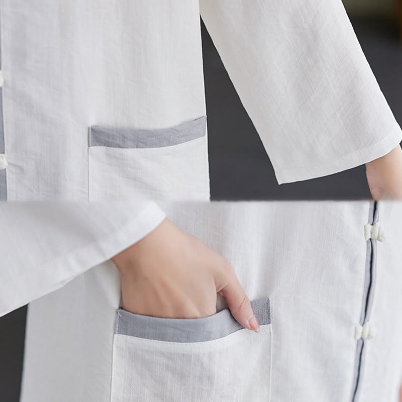 Buddha Stones 2点セット コットン 太極拳シャツ トップパンツ 瞑想 禅服 レディース セット - image 15