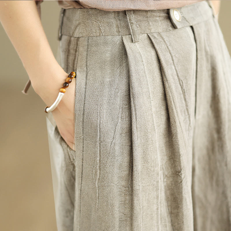 Buddha Stonesカジュアル タン レディース コットン 伸縮性ウエスト ワイドレッグパンツ ポケット付き - image 8