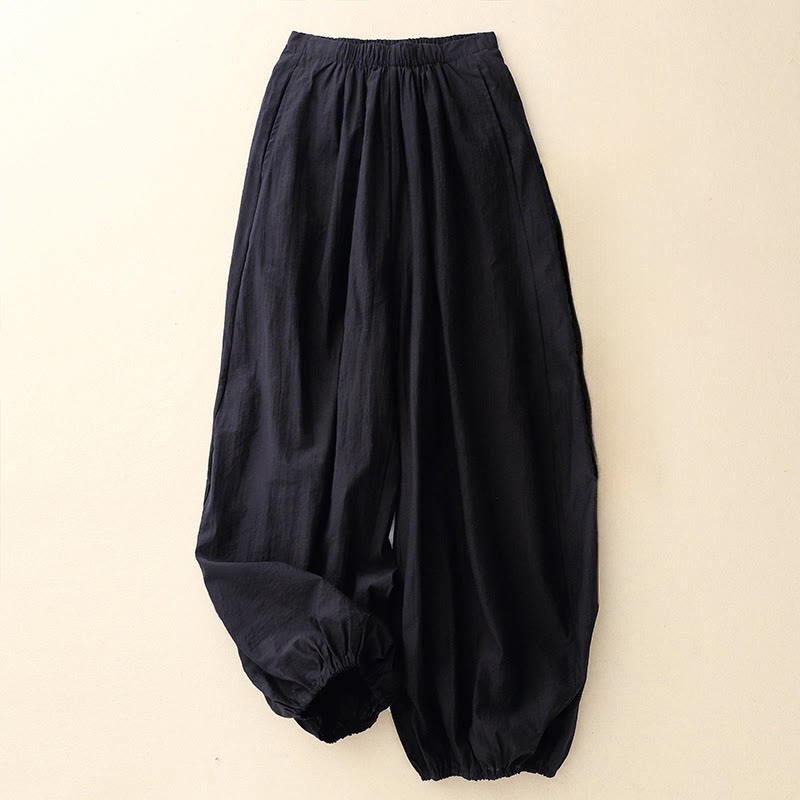 Buddha Stonesカジュアル シンプルデザイン レディース コットン ハーレムパンツ ポケット付き - 黒 - US8-10，UK/AU12-14，EU40-42 (2XL) - image 1