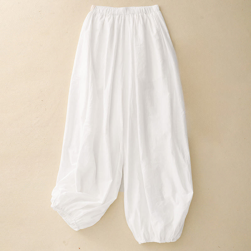 Buddha Stonesカジュアル シンプルデザイン レディース コットン ハーレムパンツ ポケット付き - 白 - US8-10，UK/AU12-14，EU40-42 (2XL) - image 5