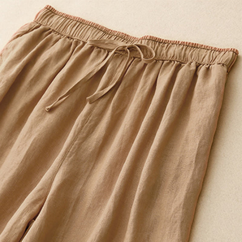 Buddha Stonesカジュアル刺繍花びらレディースコットンリネン7-8丈ハーレムパンツ ポケット付き - image 10