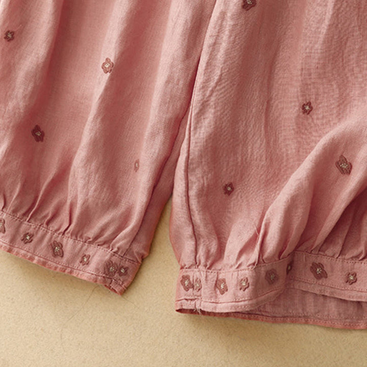 Buddha Stonesカジュアル刺繍花びらレディースコットンリネン7-8丈ハーレムパンツ ポケット付き - image 17