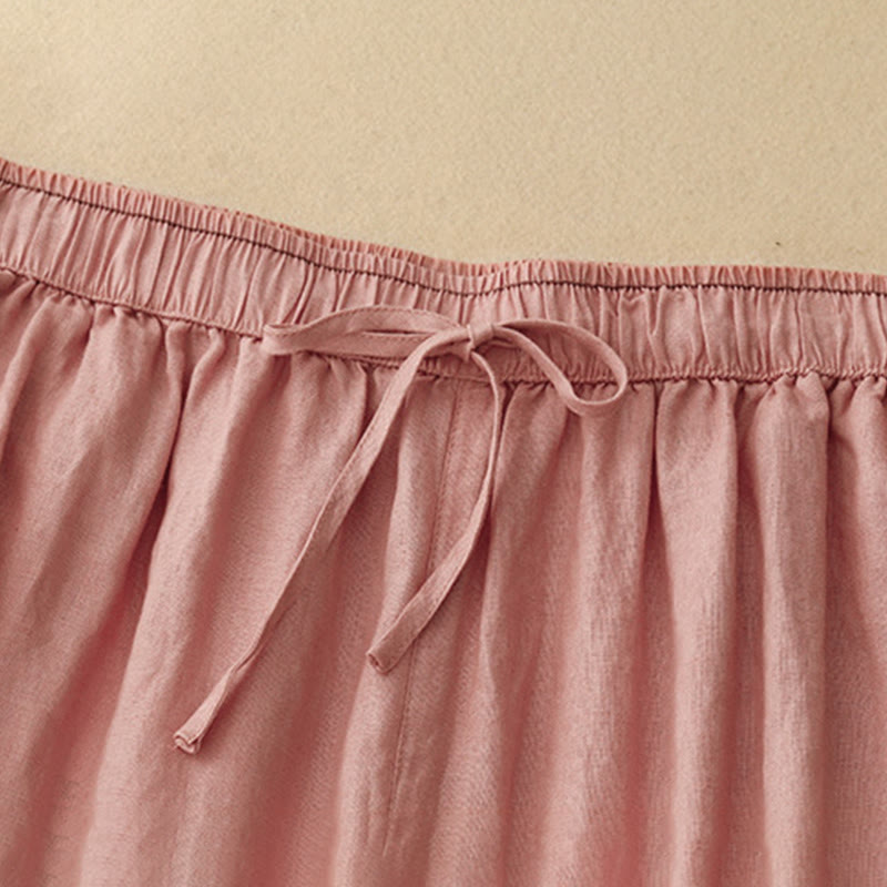 Buddha Stonesカジュアル刺繍花びらレディースコットンリネン7-8丈ハーレムパンツ ポケット付き - image 15