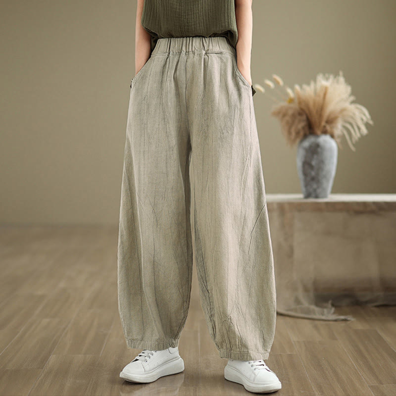 Buddha Stonesカジュアル 無地 レディース コットンリネン ハーレムパンツ ポケット付き - image 4