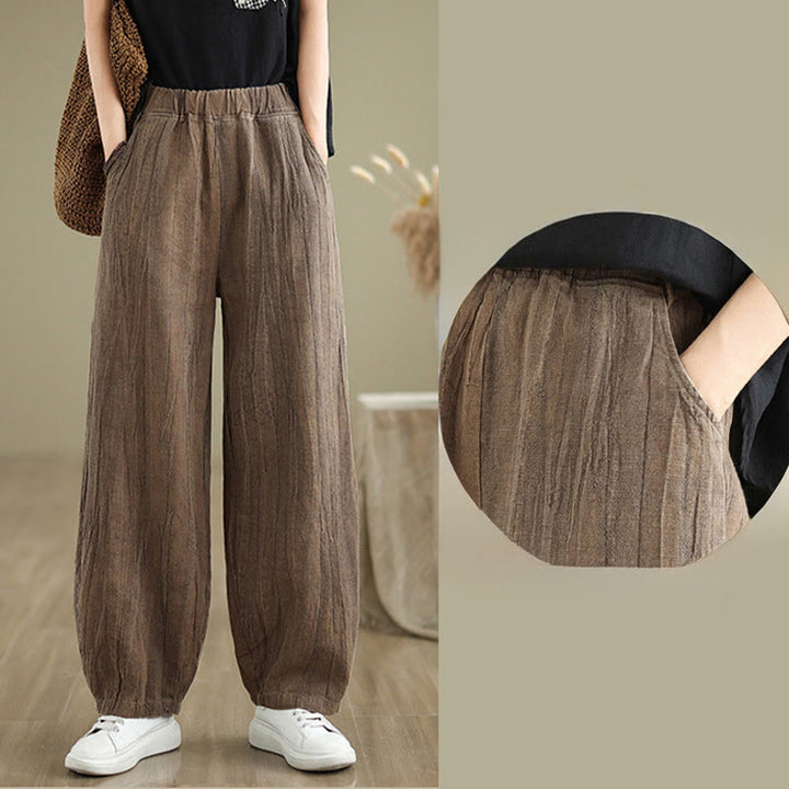 Buddha Stonesカジュアル 無地 レディース コットンリネン ハーレムパンツ ポケット付き - image 12