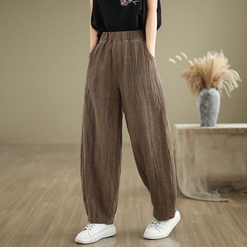 Buddha Stonesカジュアル 無地 レディース コットンリネン ハーレムパンツ ポケット付き - image 13