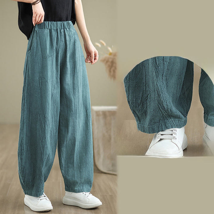 Buddha Stonesカジュアル 無地 レディース コットンリネン ハーレムパンツ ポケット付き - image 18