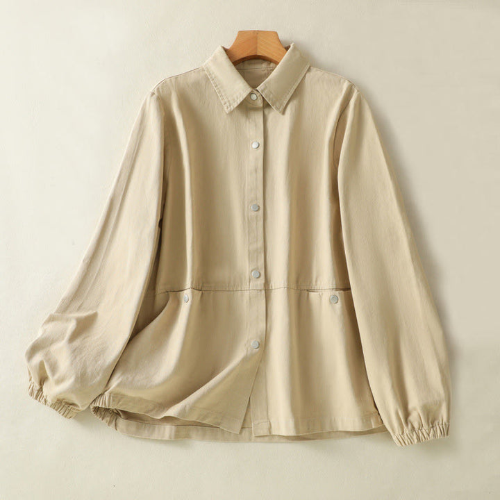 Buddha Stones無地ボタンデザイン スタンドカラー レディース コットンジャケット - レモンシフォン - US14、 UK/AU18、 EU46 (2XL) - image 17
