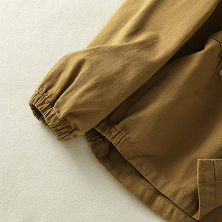 Buddha Stones無地ボタンデザイン スタンドカラー レディース コットンジャケット - image 28