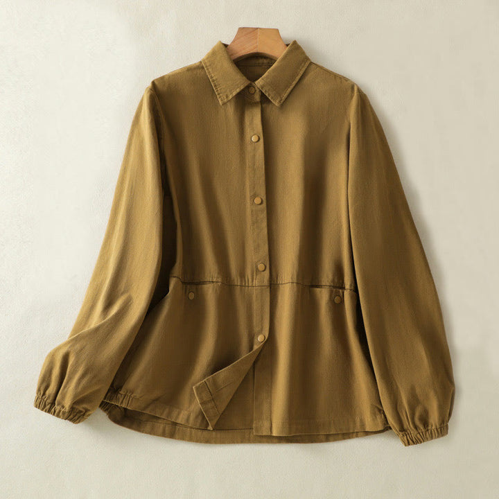 Buddha Stones無地ボタンデザイン スタンドカラー レディース コットンジャケット - ダークゴールデンロッド - US14、 UK/AU18、 EU46 (2XL) - image 27
