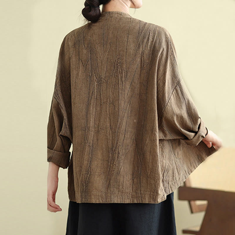 Buddha Stones無地 長袖 レディース コットンリネン ジャケット ポケット付き - image 2