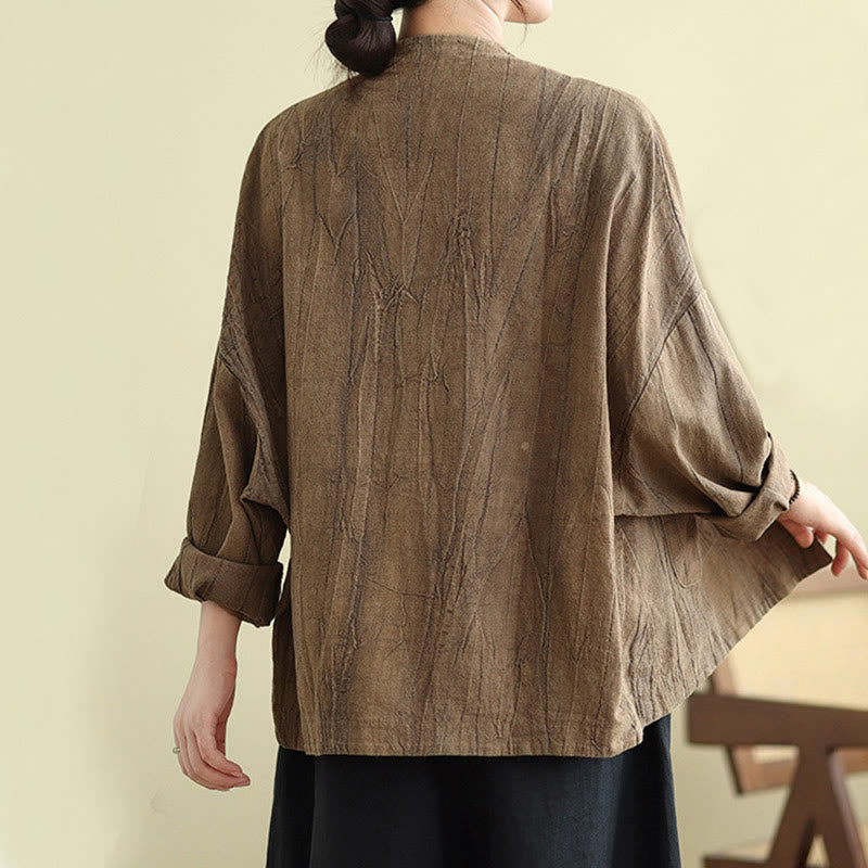 Buddha Stones無地 長袖 レディース コットンリネン ジャケット ポケット付き - image 5