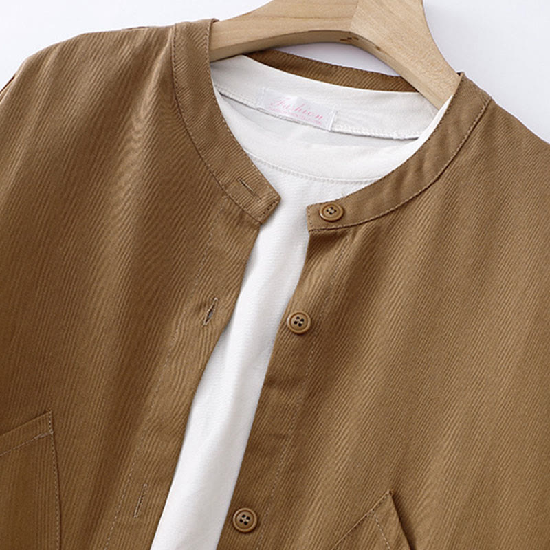 Buddha Stones無地 長袖 レディース コットンジャケット ポケット付き - image 2