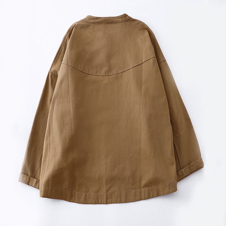 Buddha Stones無地 長袖 レディース コットンジャケット ポケット付き - image 1