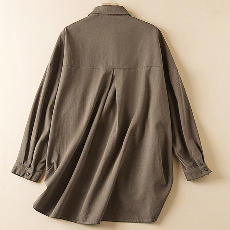 Buddha Stones秋 不規則なデザイン 長袖 レディース コットンリネン ラペルジャケット ポケット付き - image 15