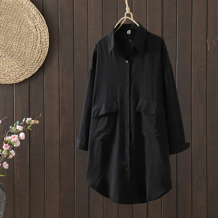 Buddha Stonesプレーンボタン レディース コットンコート ポケット付き - 黒 - US8-10，UK/AU12-14，EU40-42 (2XL) - image 10