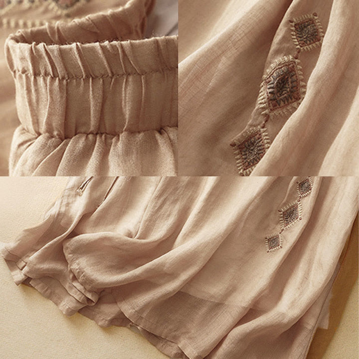 Buddha Stonesエスニックヴィンテージ刺繍ボタンデザインレディースコットンリネン7-8丈スカート - image 13