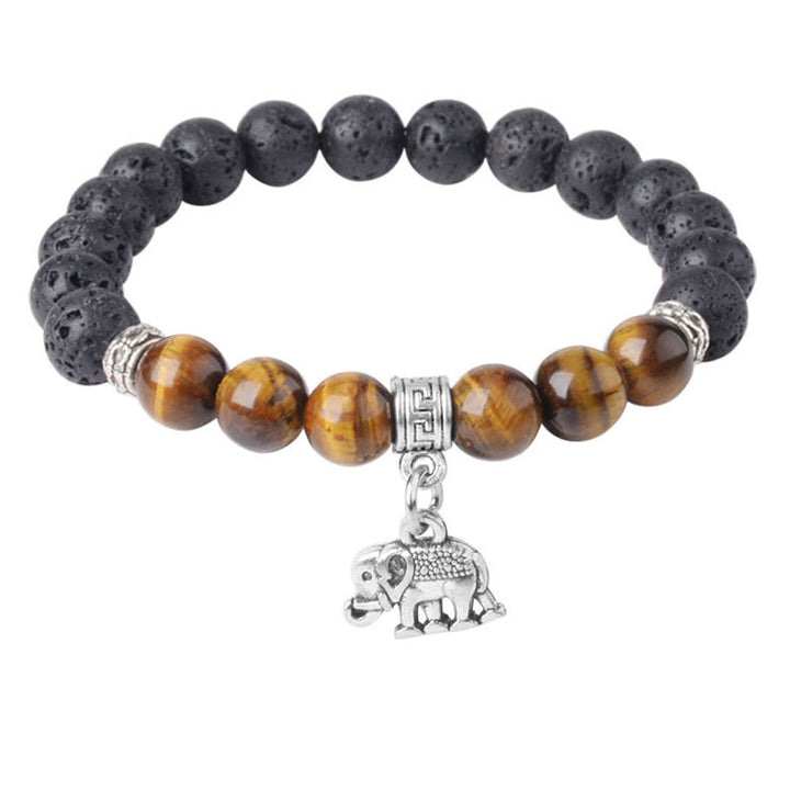 Buddha Stonesブラック溶岩石 クリスタルビーズ 動物柄 ヒーリングブレスレット - image 5