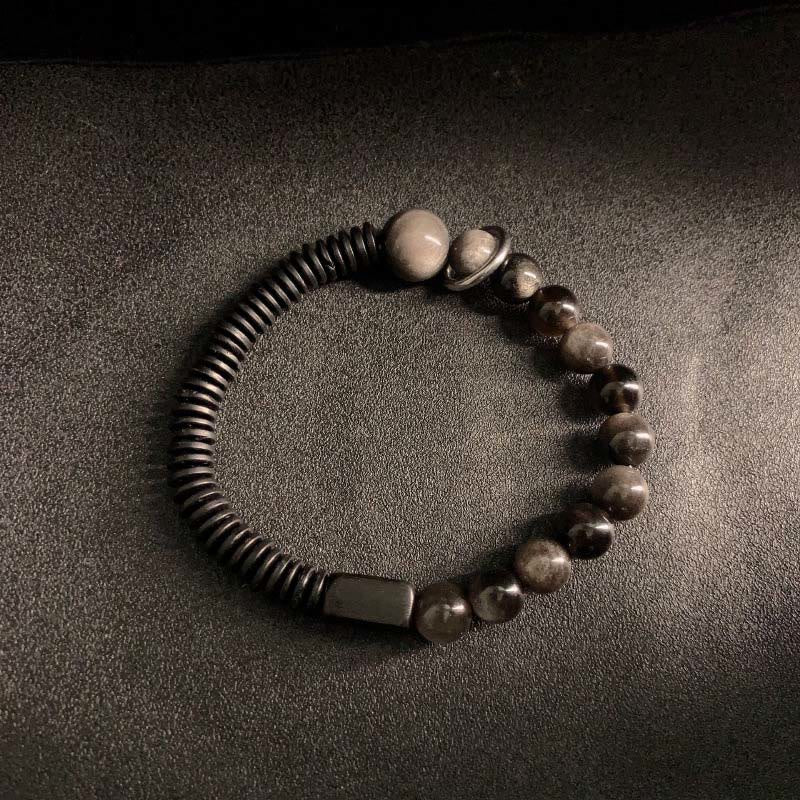 Buddha Stonesシルバーシーンオブシディアンココナッツシェル守護ブレスレット - image 8