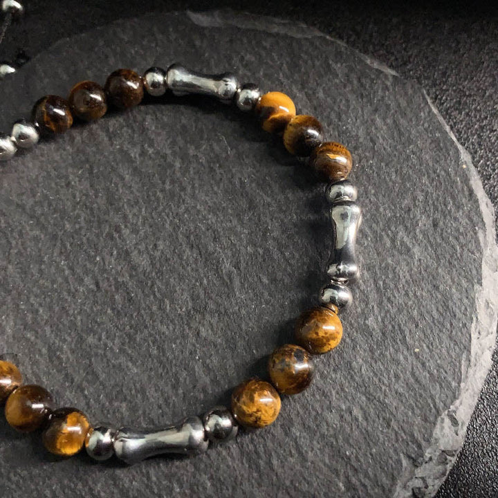 Buddha Stonesかわいい骨模様 タイガーアイ 勇気ビーズブレスレット - image 8