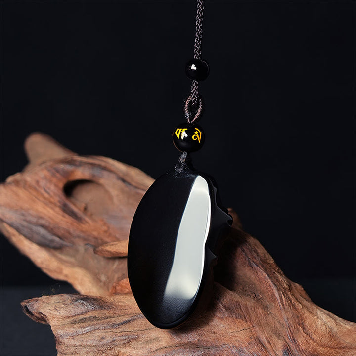 Buddha Stones天然黒曜石 アンフィオックス 強さのネックレスペンダント - image 5