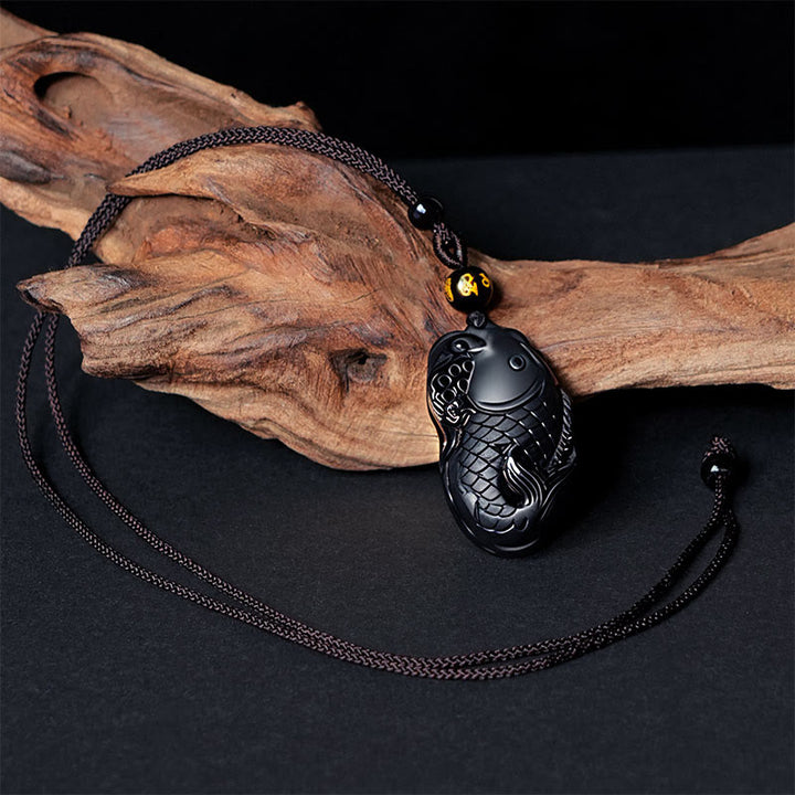 Buddha Stones天然黒曜石 アンフィオックス 強さのネックレスペンダント - image 4