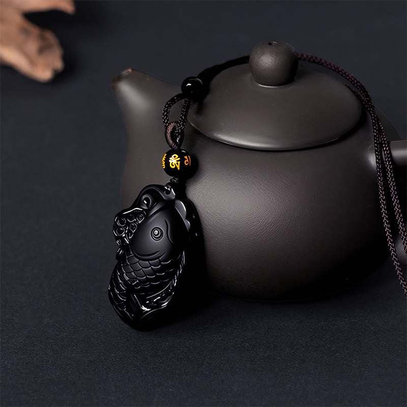Buddha Stones天然黒曜石 アンフィオックス 強さのネックレスペンダント - image 6