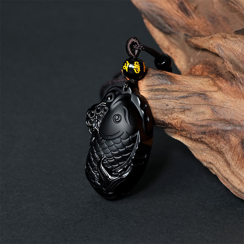 Buddha Stones天然黒曜石 アンフィオックス 強さのネックレスペンダント - image 2