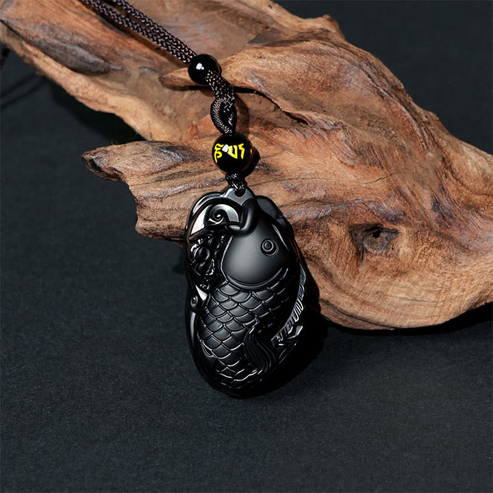 Buddha Stones天然黒曜石 アンフィオックス 強さのネックレスペンダント - image 3