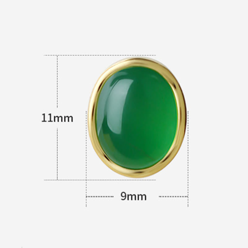 Buddha Stones925スターリングシルバー ゴールデングリーンカルセドニー ストレングスイヤリング  - image 3