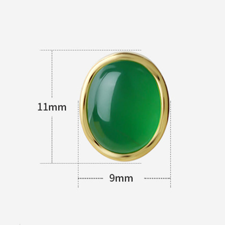 Buddha Stones925スターリングシルバー ゴールデングリーンカルセドニー ストレングスイヤリング  - image 3