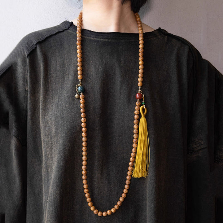 Buddha Stones108 個入りマーラー数珠ビーズ 菩提樹の知恵 平和 タッセルブレスレット - image 5
