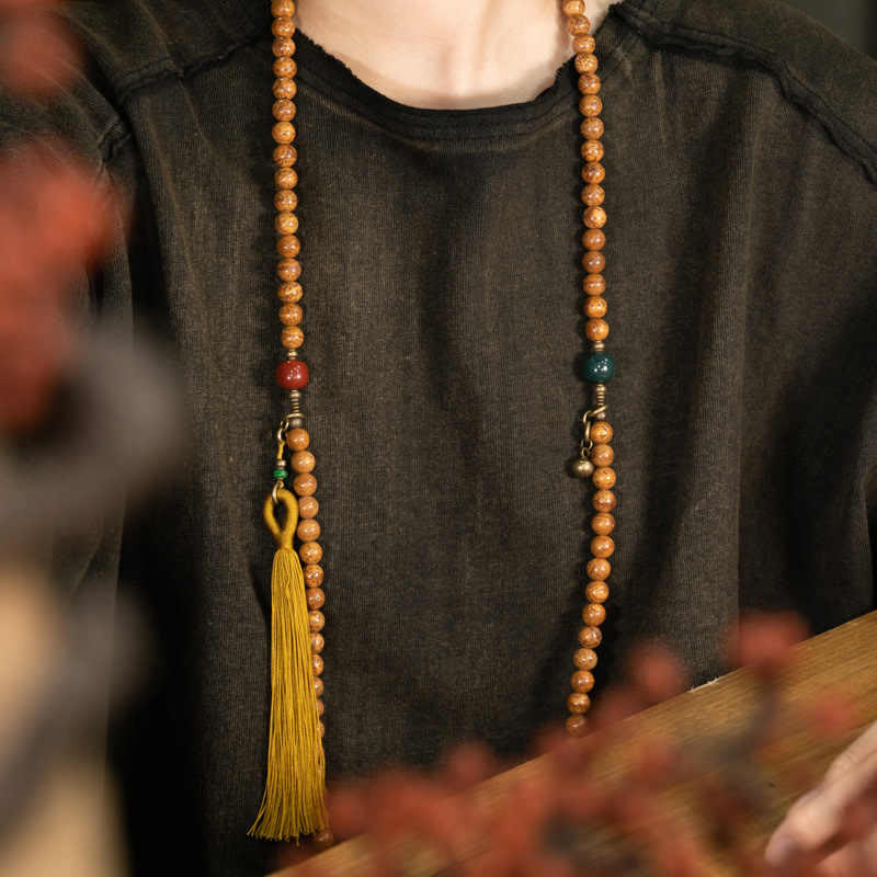Buddha Stones108 個入りマーラー数珠ビーズ 菩提樹の知恵 平和 タッセルブレスレット - image 6