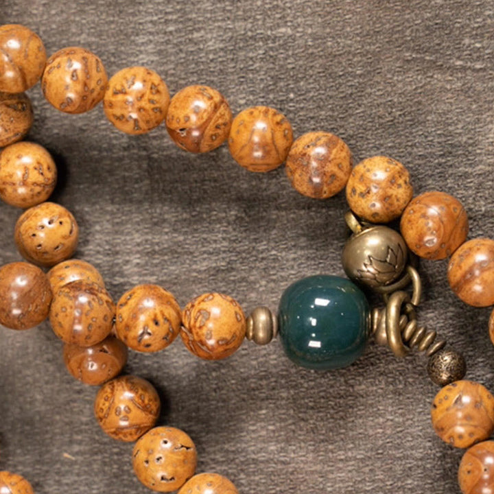 Buddha Stones108 個入りマーラー数珠ビーズ 菩提樹の知恵 平和 タッセルブレスレット - image 8