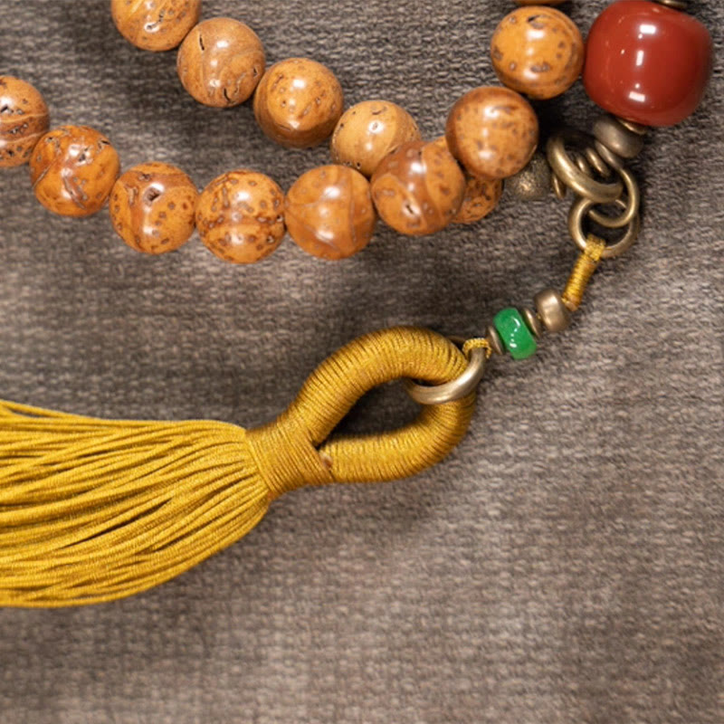 Buddha Stones108 個入りマーラー数珠ビーズ 菩提樹の知恵 平和 タッセルブレスレット - image 9