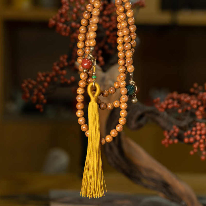 Buddha Stones108 個入りマーラー数珠ビーズ 菩提樹の知恵 平和 タッセルブレスレット - image 10