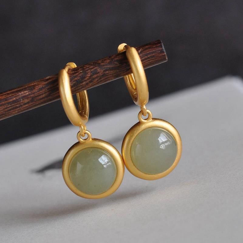 Buddha Stones925スターリングシルバー ホワイトジェイドアゲート豊かさのイヤリング  - 翡翠（925スターリングシルバーポスト） - image 5