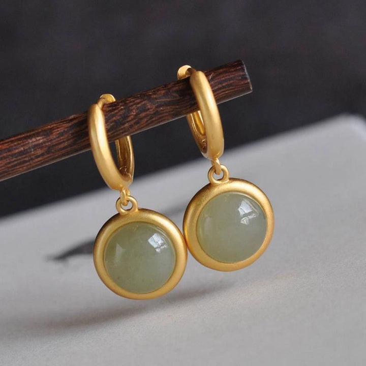 Buddha Stones925スターリングシルバー ホワイトジェイドアゲート豊かさのイヤリング  - 翡翠（925スターリングシルバーポスト） - image 5