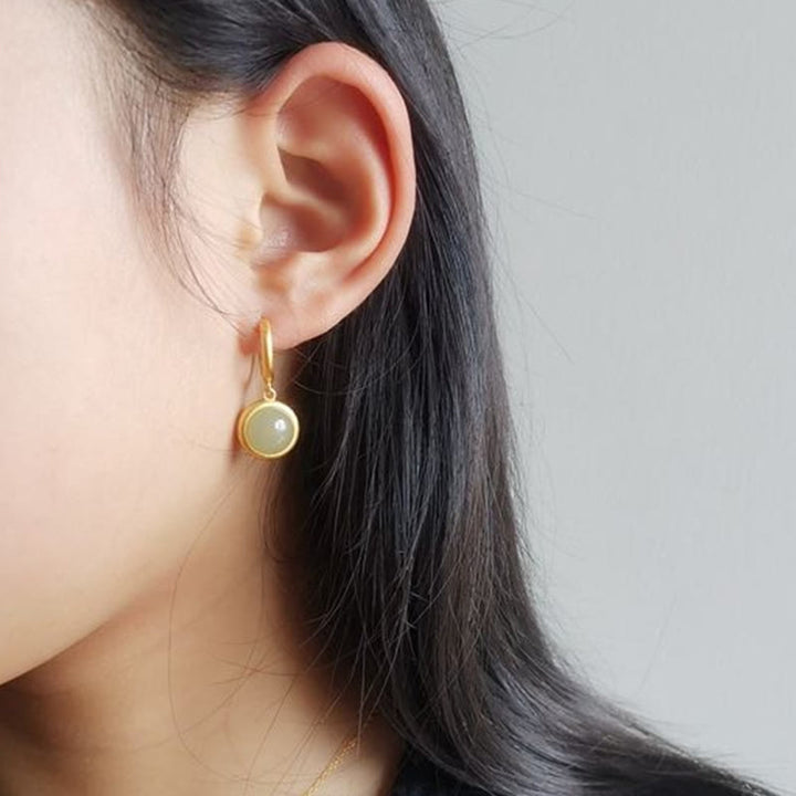 Buddha Stones925スターリングシルバー ホワイトジェイドアゲート豊かさのイヤリング  - image 6