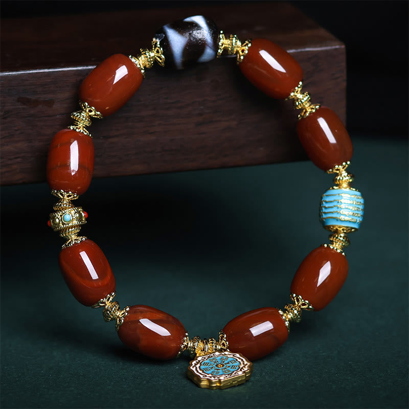 Buddha Stones天然南赤瑪瑙八卦ビーズパワーブレスレット - image 2