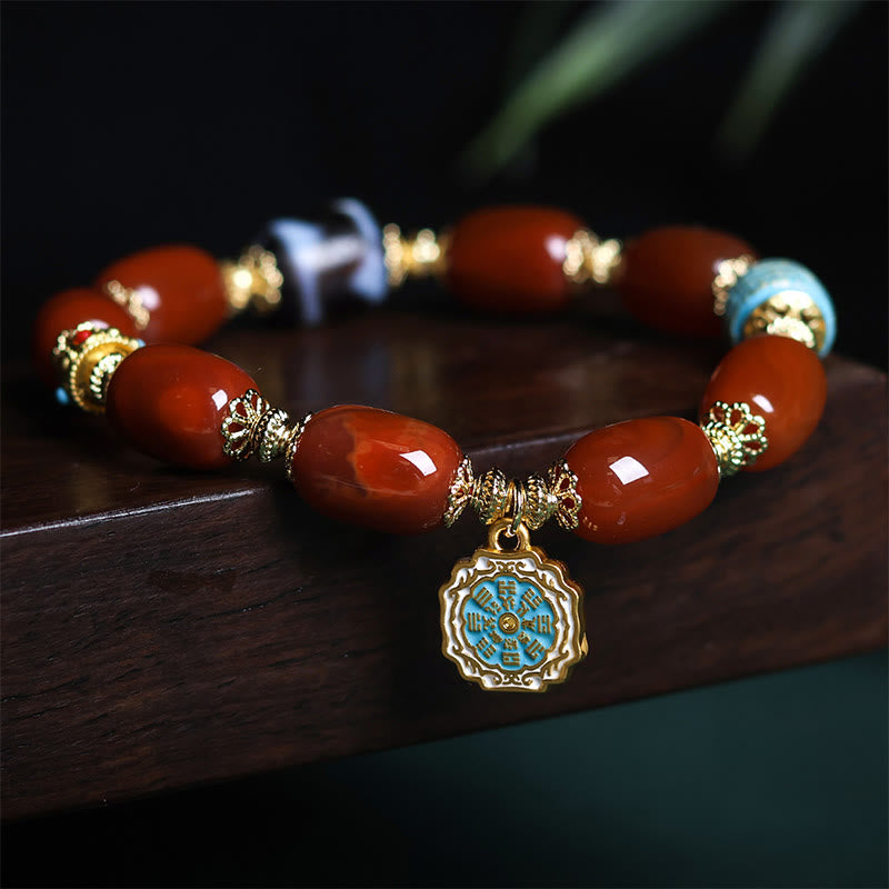 Buddha Stones天然南赤瑪瑙八卦ビーズパワーブレスレット - 南赤瑪瑙と八卦（手首周り：15～18cm） - image 1