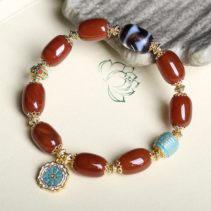 Buddha Stones天然南赤瑪瑙八卦ビーズパワーブレスレット - image 3