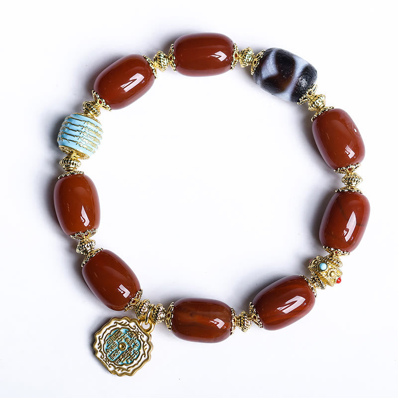Buddha Stones天然南赤瑪瑙八卦ビーズパワーブレスレット - image 8